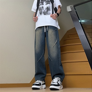 夏款男牛仔裤刀割松紧腰渐变色牛仔长裤NK1201 P50图片