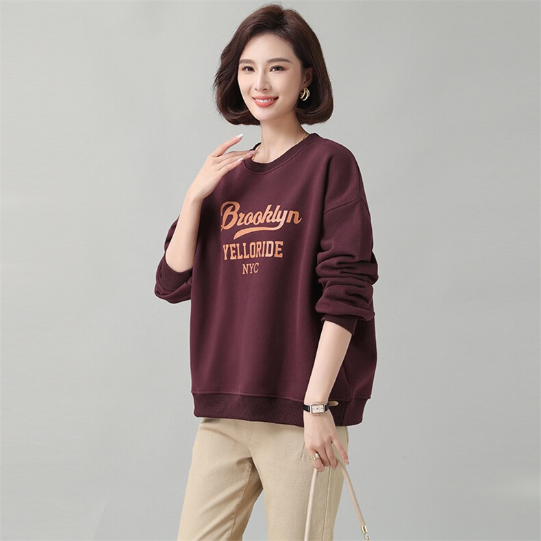 时尚宽松加绒卫衣女新款韩版百搭显瘦长袖上衣学生休闲外套,女装卫衣/绒衫,秋牧寒烟
