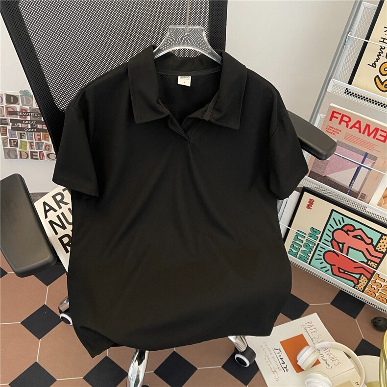 Q390-P30夏季收袖口新中式POLO衫短袖亨利领重磅高弹透气运动T恤,女装T恤,星座911-1