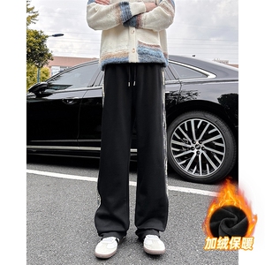 A178-XK60023JR-P40 加绒美式直筒休闲卫裤三条杠长裤青少年裤子图片