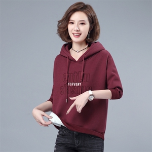 2022年秋季新款加绒加厚卫衣女长袖韩版时尚刺绣连帽上衣服女春秋图片