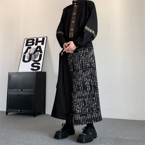 秋装西裤类目2024山本暗黑风新中式书法裙裤阔腿裤无性别裙裤男女图片