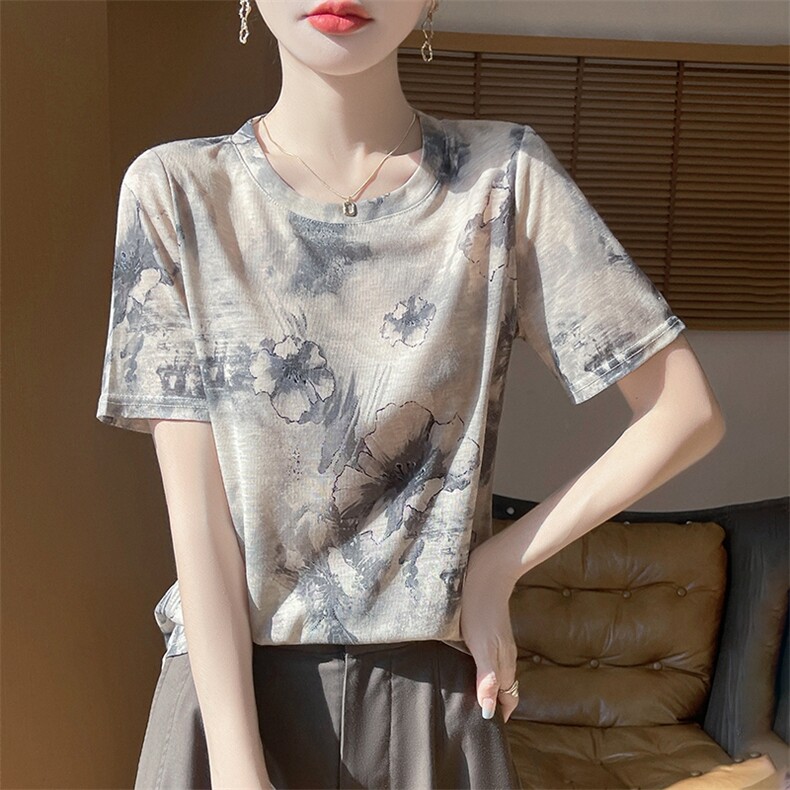 夏季轻薄短袖薄款宽松女针织衫V领短袖,针织衫/毛衣,绒宛羊绒