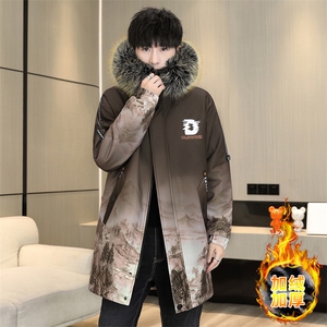 男士连帽外套冬季加绒加厚夹克加厚撞色大毛领棉衣男MY1717-P98
