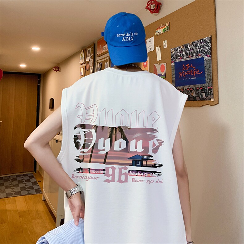 量大优供视频得物直播品质220克夏季纯棉背心无袖T恤WB97,男装T恤,电商A486