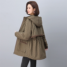 冬装加绒加厚外套中年时尚仿兔毛派克服中老年女宽松棉服，女装大码女装，奕阳依阁