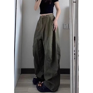 文艺潮流美式复古军绿色工装裤慵懒ins原宿日系新款简约 N6075图片