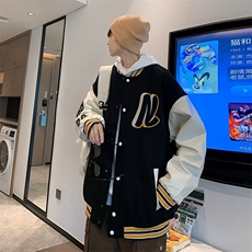 男秋季2023新款长袖夹克毛呢皮袖外套Z901P55，男装夹克，星座1116-2