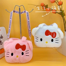 安萌毛绒玩具 粉猫白猫手提包