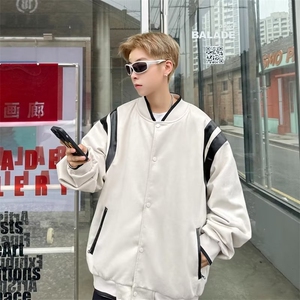 港风街头麂皮绒棒球服外套男秋冬季夹克休闲撞色上衣1345-P60图片