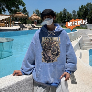 新款秋冬港风宽松连帽套头卫衣X5663-常规P70控88-加绒P80控98图片