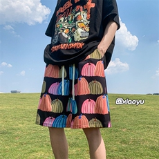 XZ616夏季新款满印南瓜冰丝五分裤休闲沙滩裤TY881P25控39，男装休闲裤，星座512A（原616）