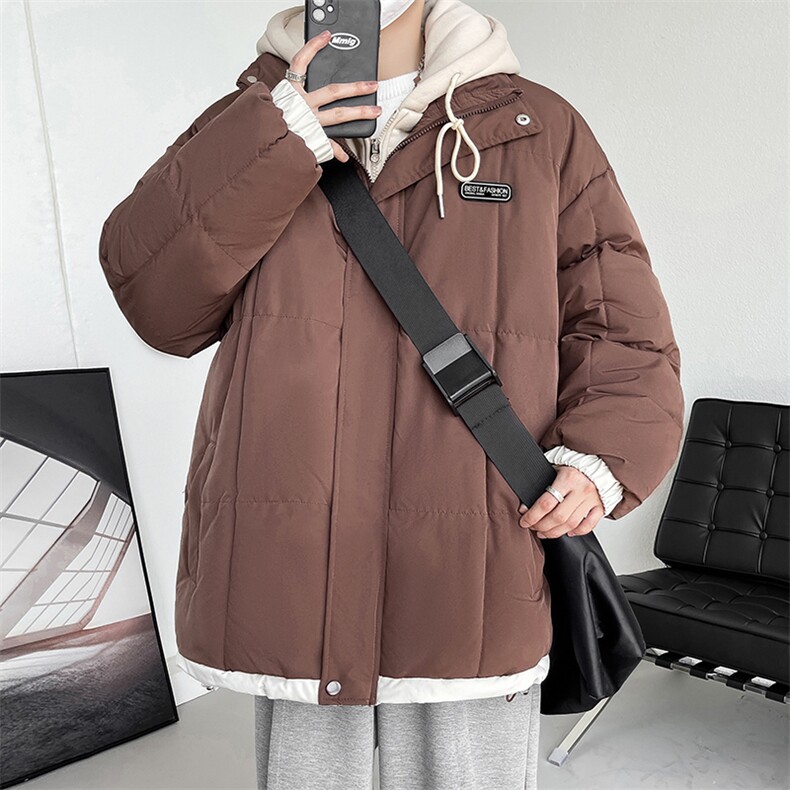 冬季加厚连帽棉服男格子假两件棉衣潮流棉袄青年A266-WMY2311-P75,男装棉衣,电商A266