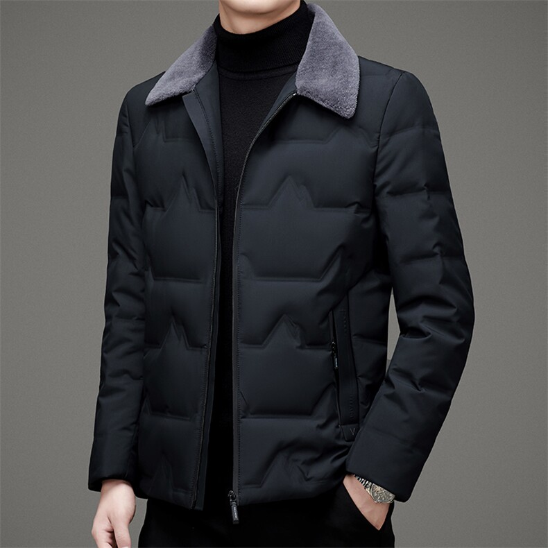 DZ1F17钱塘2020-3冬季厚款商务休闲翻领中年男士羽绒服P195,男装羽绒服,钱塘207-3