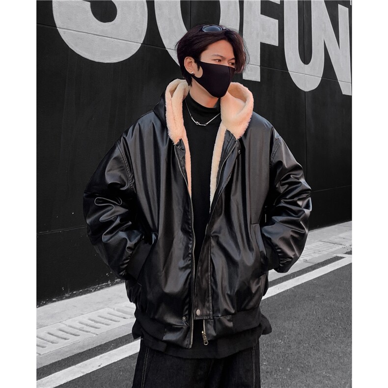 pu皮外套冬季机车外套男士美式复古痞帅皮衣加厚双面穿棉服p118,男装皮衣,电商C307