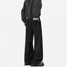 原牛黑痞帅复古阔腿牛仔裤男士宽松百搭直筒春秋休闲NZ2601/TP45，男装牛仔裤，电商B318