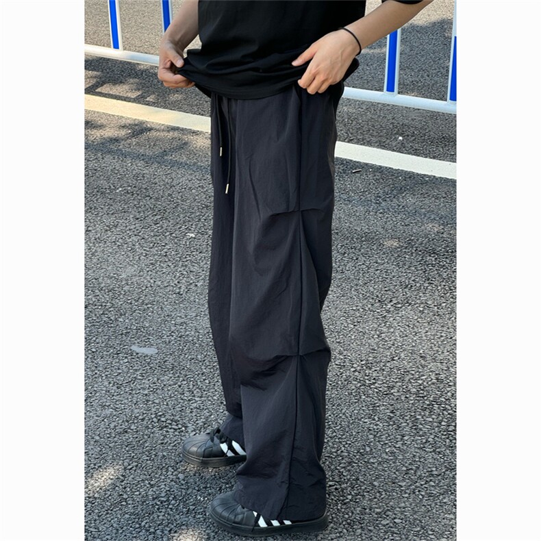 夏款直筒宽松阔腿垂感凉感降落伞潮流显瘦情侣休闲裤CK266-p42,男装休闲裤,星座1008