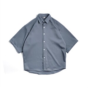 夏季港风日系条纹衬衫男短袖宽松中性衬衣潮流五分袖外套1029-p28，男装衬衫，星座1008-1