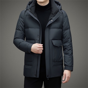 2023冬季新款男士连帽羽绒服加厚保暖上衣中年爸爸冬装休闲外套图片