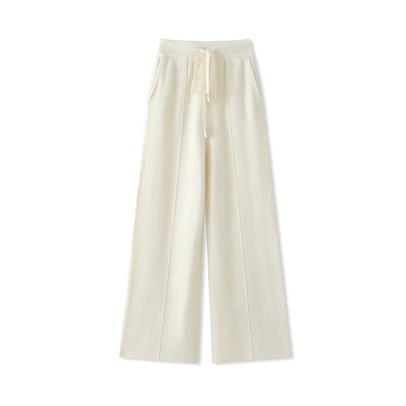 2025年秋季宽松长裤中腰百搭中缝带兜兜时尚百搭长裤羊毛女裤子，女装休闲裤，西欧羊绒