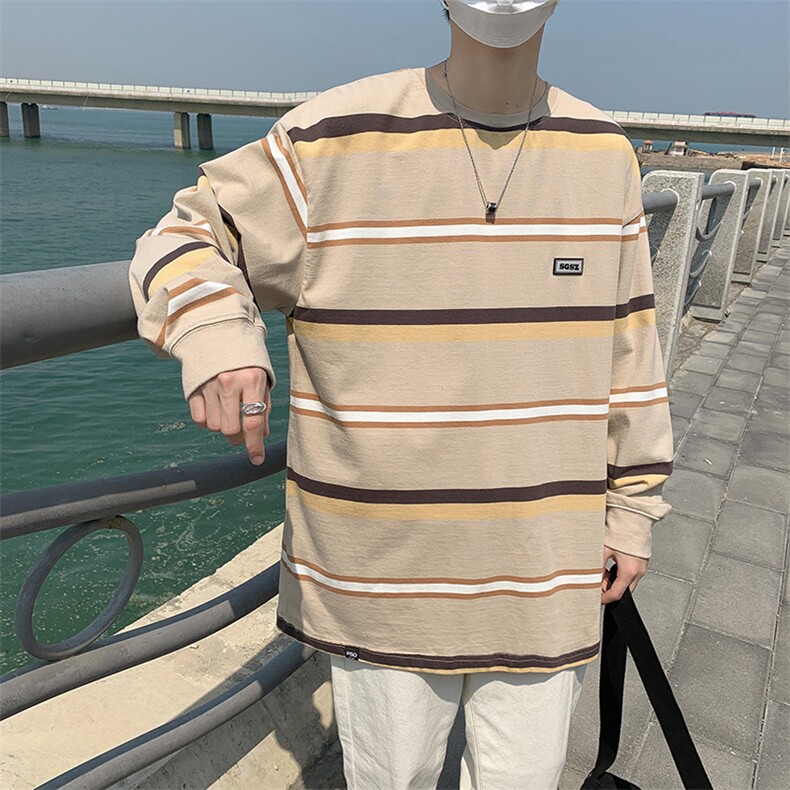 条纹休闲百搭短袖t恤薄款宽松潮牌ins上衣痞帅潮体恤T717-P26,男装卫衣,星座512-2