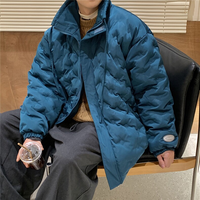 1定制面料棉衣大码M-5XL港风情侣半高领棉服外套男8707P125控168,男装棉衣,星座226-2