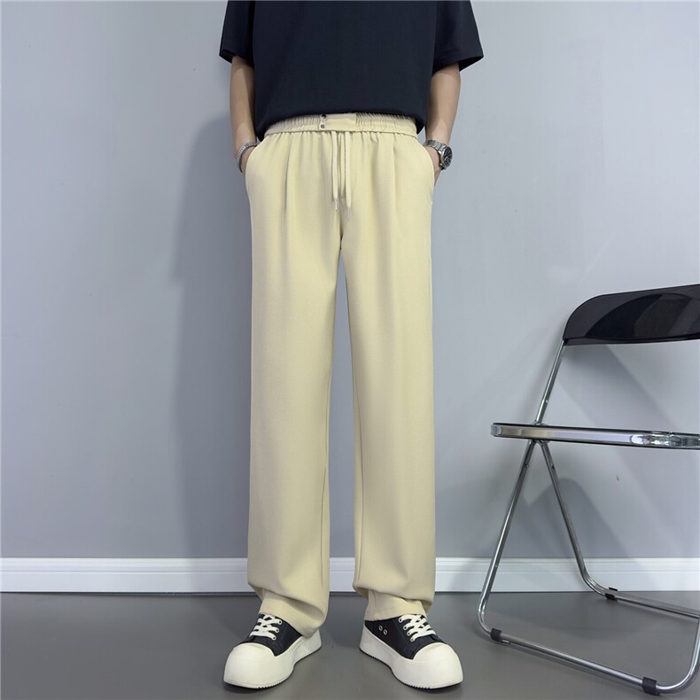 轻熟风夏季凉感男款裤子阔腿裤男裤男生休闲直筒长裤系绳西装裤男，男装西服套装，星座410-7
