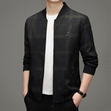 夹克男春秋季男士外套中年商务休闲薄款茄克衫上衣男装2023新款，男装夹克，电商B212（原钱塘6029）