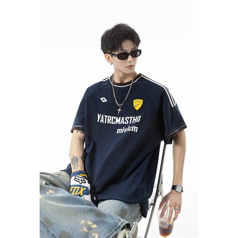 2025新款夏季嘻哈美式高街百搭五分袖T恤P50控78，男装T恤，星座516