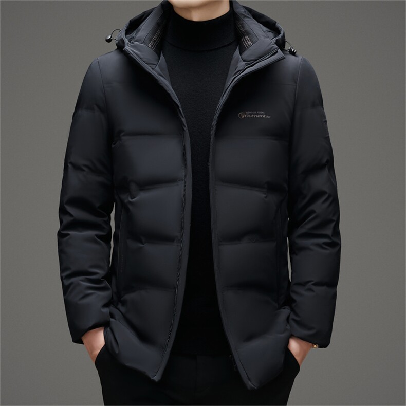 冬季男士白鸭绒羽绒服加绒保暖商务品质可脱卸帽外套休闲简约男装,男装羽绒服,钱塘6003（原4033）