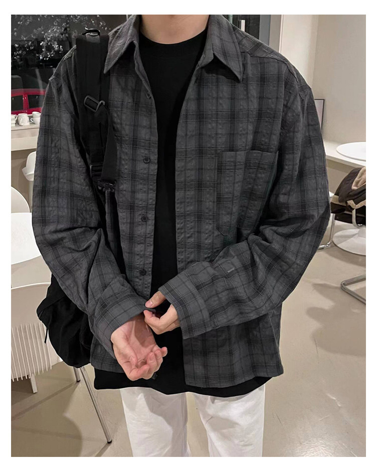 现货！秋装长袖衬衫格子衬衣男装薄外套XZ815-4-CS809P55,男装衬衫,星座716A（原星座815-4）