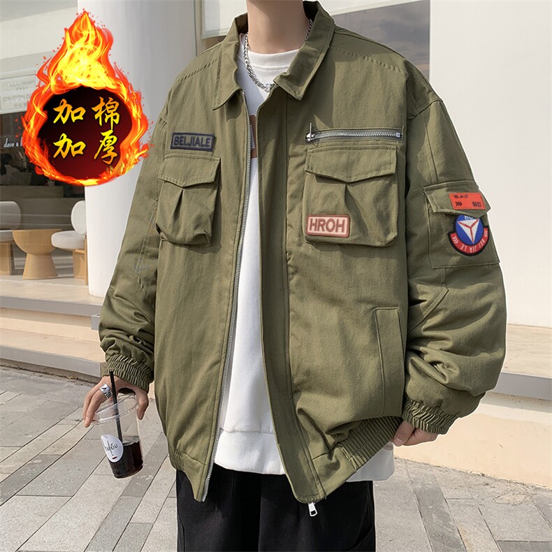 秋冬季男士空军一号飞行服加棉外套休闲夹克男棉衣JK09908-P75图片