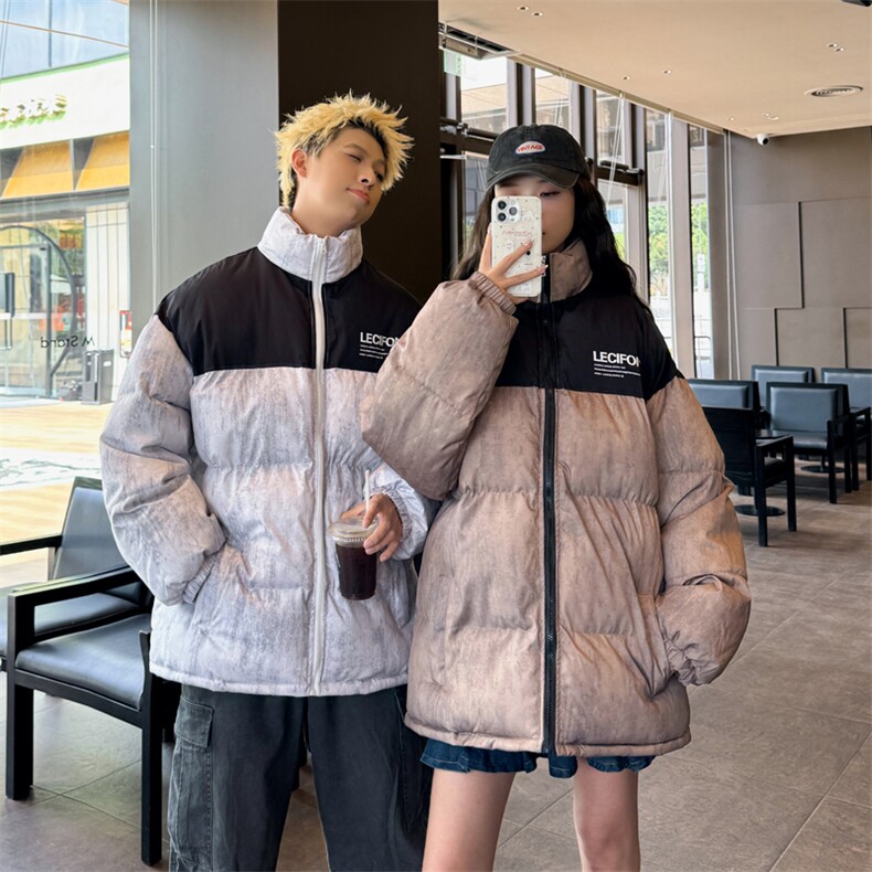 情侣棉衣棉服迷彩印花拼接面包服立领棉袄外套量大有差1613C-P70,男装棉衣,星座207