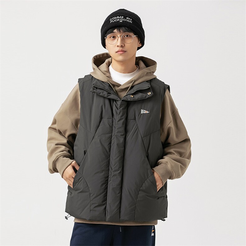 2026冬季新款男日系潮牌立领白鸭绒羽绒服马甲加厚外套YR08-F173图片