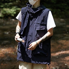 工装马甲外套街头潮牌机能口袋连帽防水无袖马甲1001-1-WJ670-52，男装背心/马甲，星座1001-1