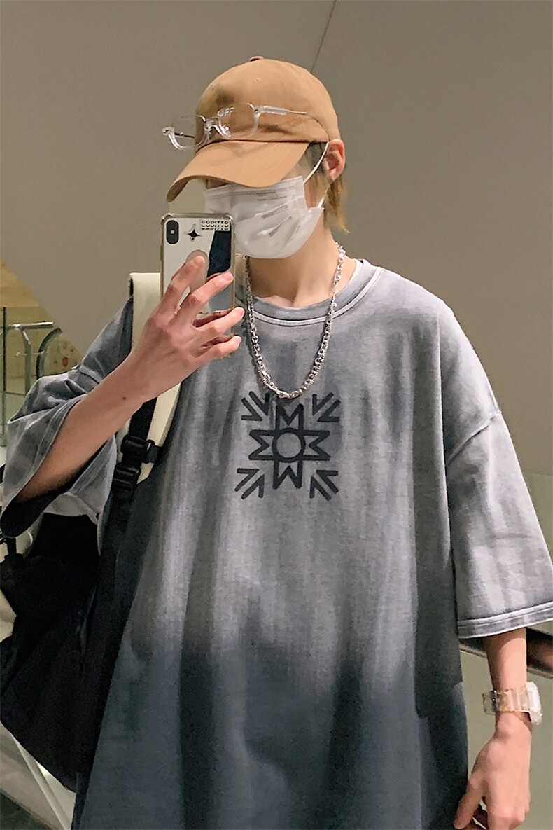 夏季新款圆领短袖T恤男女同款个性渐变运动半袖1533-P50控价68,男装T恤,电商A441-1