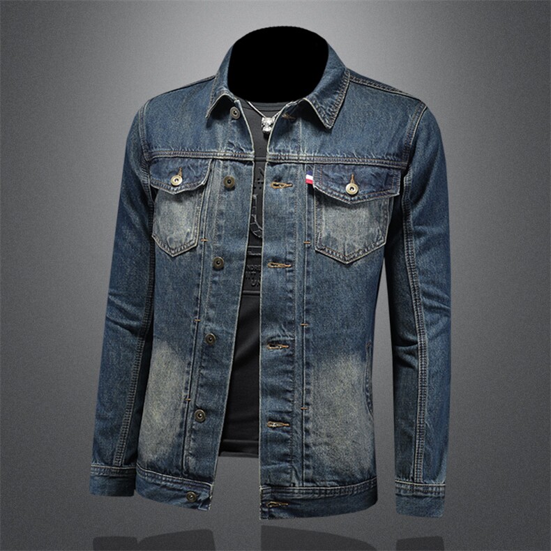 D5501/P145简约复古水洗牛仔外套男士个性帅气牛仔外套男，男装夹克，钱塘730-1