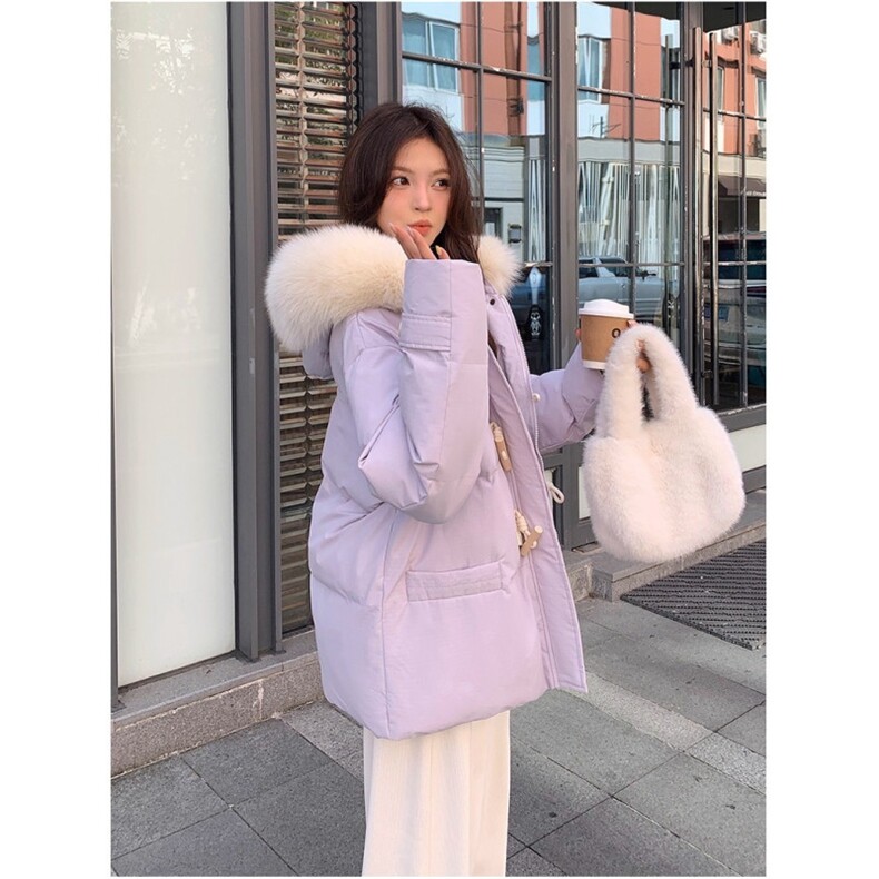 胖mm大码女装牛角扣羽绒棉服女韩系甜美风减龄棉衣连帽加厚外套女,男装棉衣,星座506A