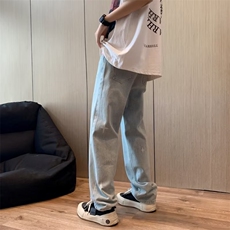美式牛仔裤男款夏季水洗做旧冰丝黄泥染长裤N766P40，男装牛仔裤，星座1116-2