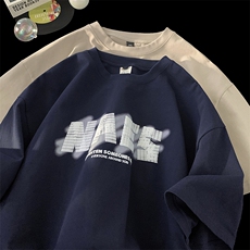 供抖音中性风字母短袖t恤男学生纯棉宽松416B-1-DT830-P25限39，男装T恤，星座416B-1