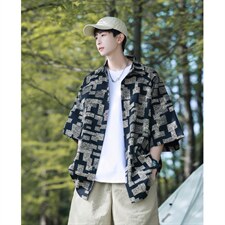 1港风冰丝短袖衬衣大码M-5XL情侣潮短袖衬衫男DCS8711P35控49，男装T恤，星座226-2