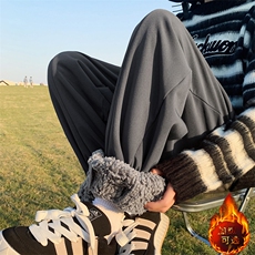 时尚卫裤男秋冬季2026新款加绒加厚保暖宽松休闲裤K77-1特批40，男装休闲裤，星座718-1