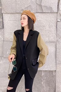 （现货） 秋季新款拼色西装外套,女装西装,卡提莱蒂