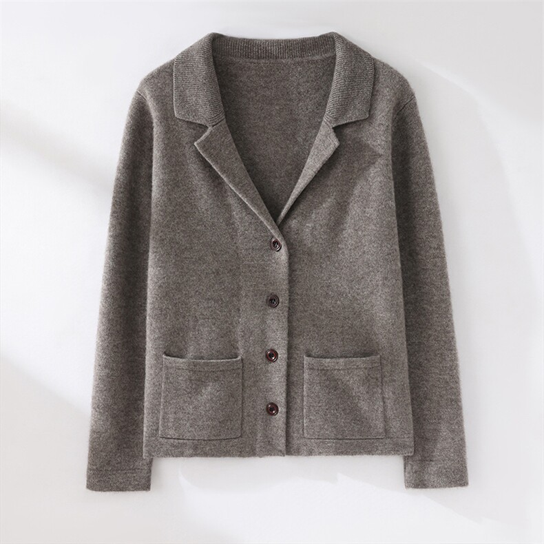 2025年秋季新款百搭女士七针加厚西装外套，女装针织衫/毛衣，锦驼羊绒