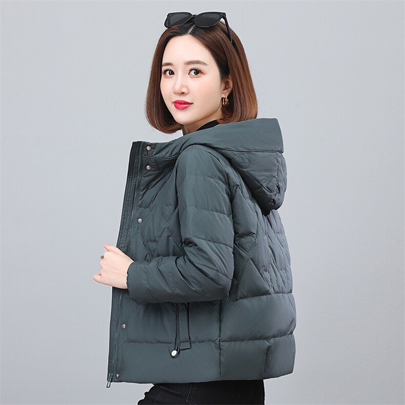 时尚保暖连帽小面包羽绒服修身显瘦短款外套,女装羽绒服,依恋蒂丝