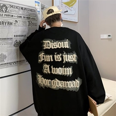 秋季美式潮牌ins宽松情侣套头外套发泡字母圆领卫衣男W5257-P31，男装卫衣，星座512-2
