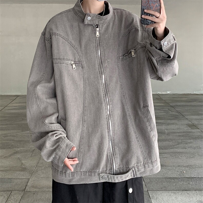F371P70男生秋装新中式潮牛仔外套男复古宽松水洗,男装工装外套,星座512-6