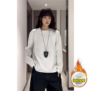 抖音得物高品质美式高街重磅曼巴棉cleanfit螺纹拼接卫衣长袖T恤图片