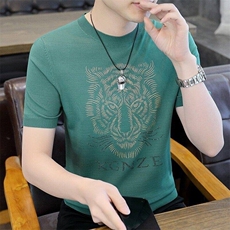 7320-P55夏季休闲时尚短袖毛衣男打底衫欧货T恤潮牌针织衫，男装T恤，电商D310B-1