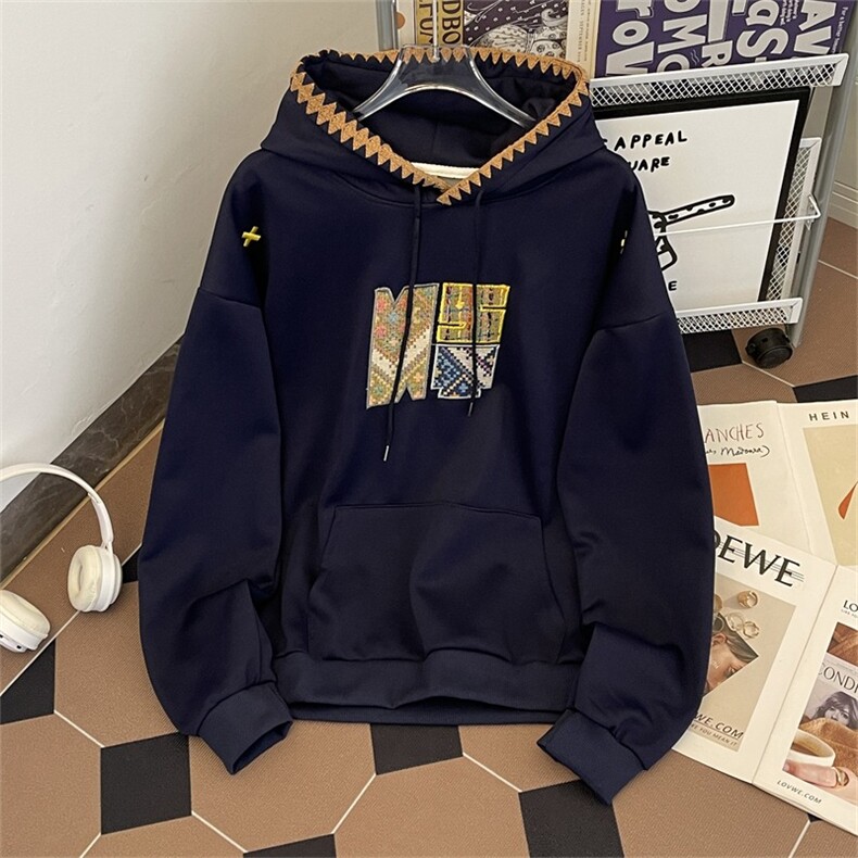美式藏青连帽刺绣卫衣WE09P50,男装卫衣,星座1116-2